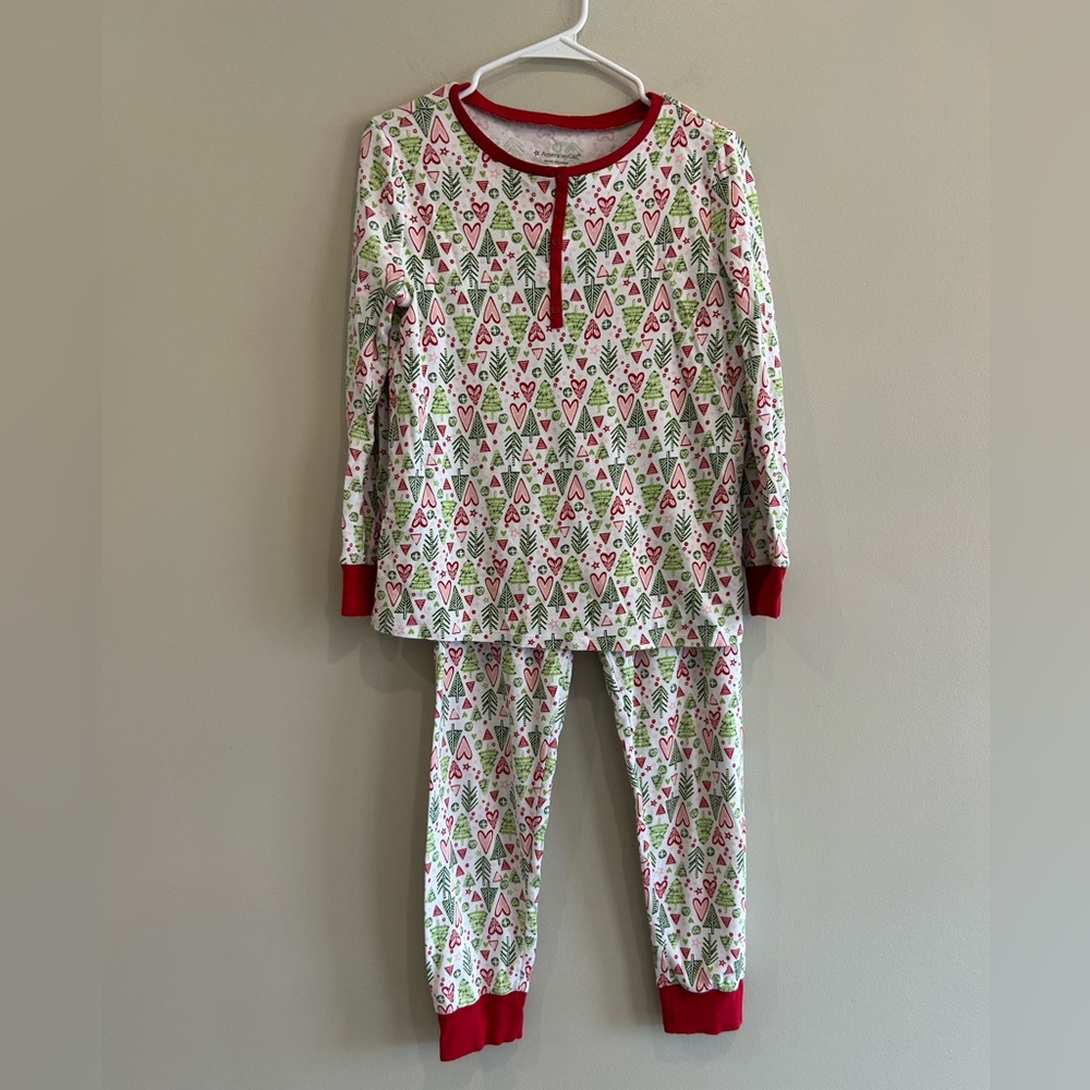 American Girl Holiday Pajama Set with Red Accents. Cute print in New Condition.